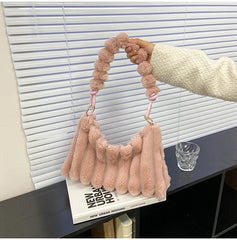 Wool Fur Shoulder Bags Winter Handbags Totes 5 Colors