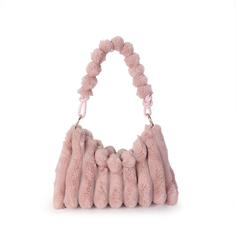 Wool Fur Shoulder Bags Winter Handbags Totes 5 Colors
