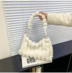 Wool Fur Shoulder Bags Winter Handbags Totes 5 Colors