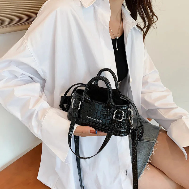 Mini Bucket Bag PU Leather Women's Handbags Chain Crossbody Bags