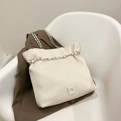 Chain Bucket Bags Pleated Tote for Women Crossbody Bag