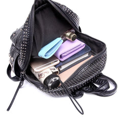 Rivet High Soft PU Women Backpack School Bag Casual Daily Backpack