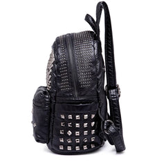 Rivet High Soft PU Women Backpack School Bag Casual Daily Backpack