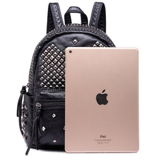 Rivet High Soft PU Women Backpack School Bag Casual Daily Backpack