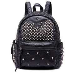 Rivet High Soft PU Women Backpack School Bag Casual Daily Backpack