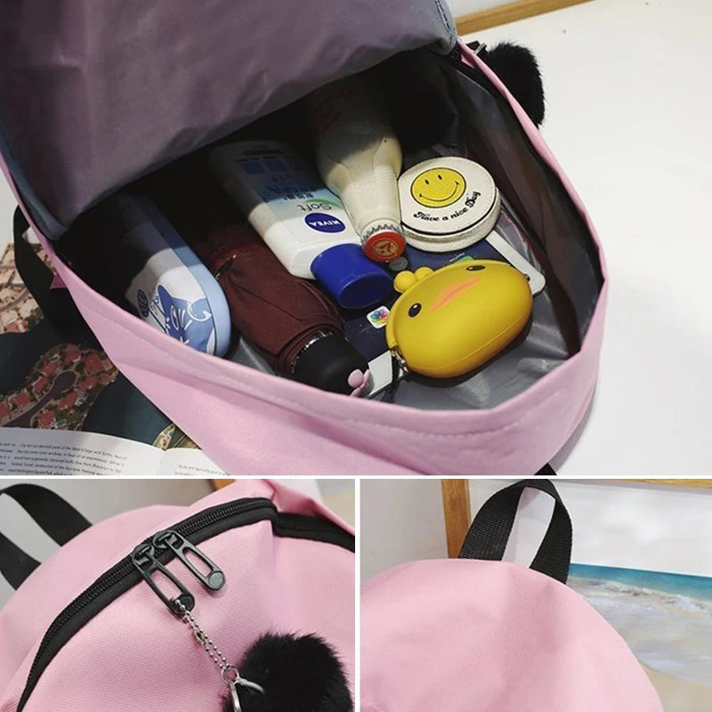 Canvas Backpack 19inch Female Schoolbag Student Girls Travel Rucksack
