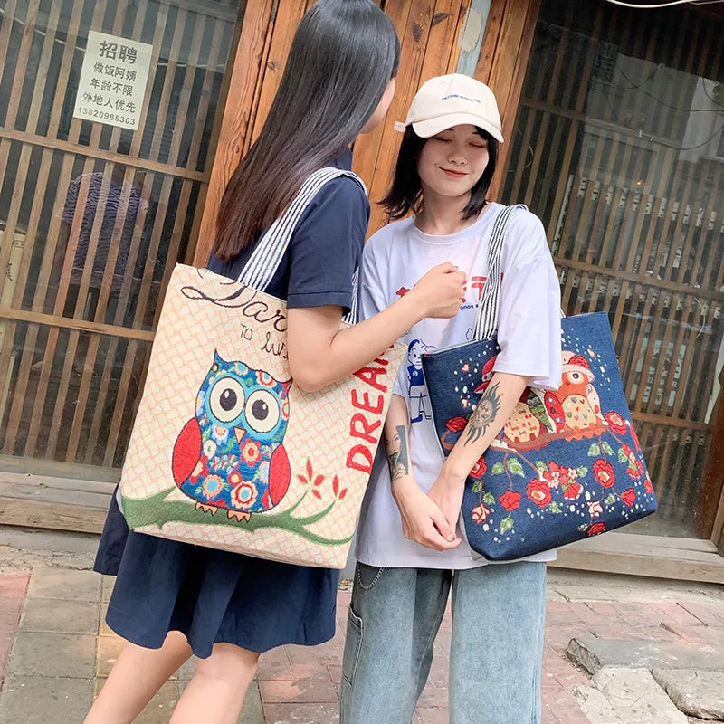 Canvas Shoulder Bag Large Capacity Tote Purse for Women