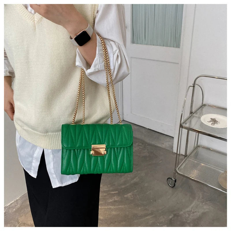 Women's Chain Shoulder Bag PU Leather Crossbody Handbag