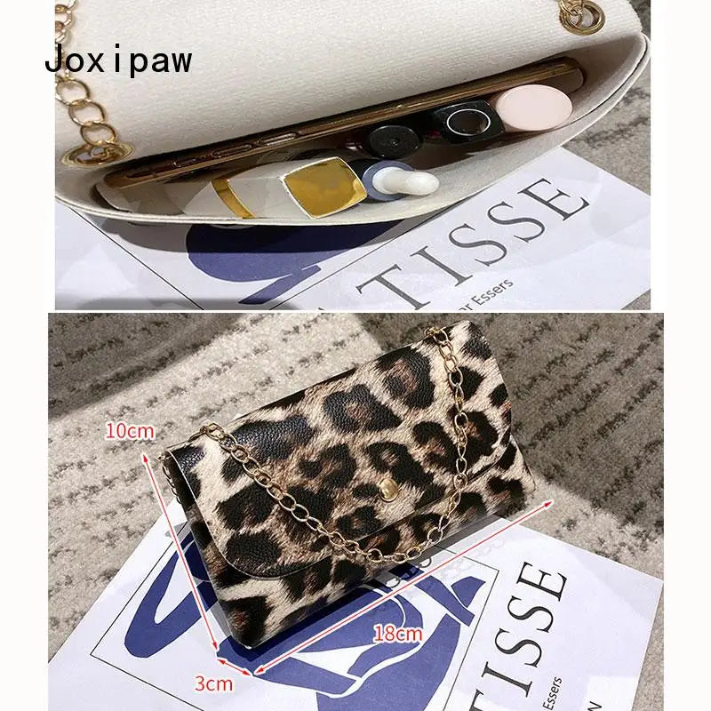 Leopard Print Waist Bag Chain Phone Shoulder PU Leather Fanny Pack