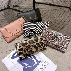 Leopard Print Waist Bag Chain Phone Shoulder PU Leather Fanny Pack
