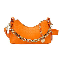 Crocodile Pattern Women Shoulder Bag Black