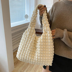 Pleated Casual Tote Large Capacity Top Handle Shoulder Bag