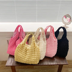 Pleated Casual Tote Large Capacity Top Handle Shoulder Bag