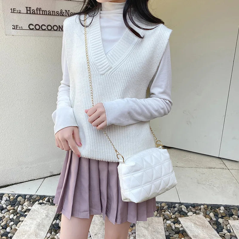 Embroidered Bag Rhombic Chain Shoulder Messenger Bag