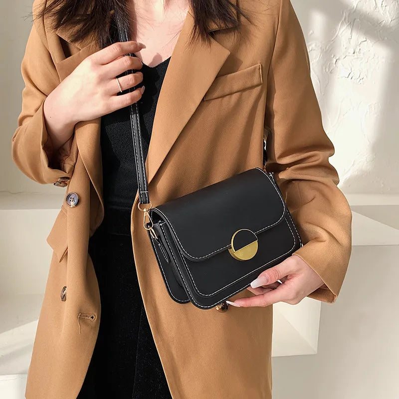 Women's Patchwork Pu Leather Messenger Bag Shoulder Bag