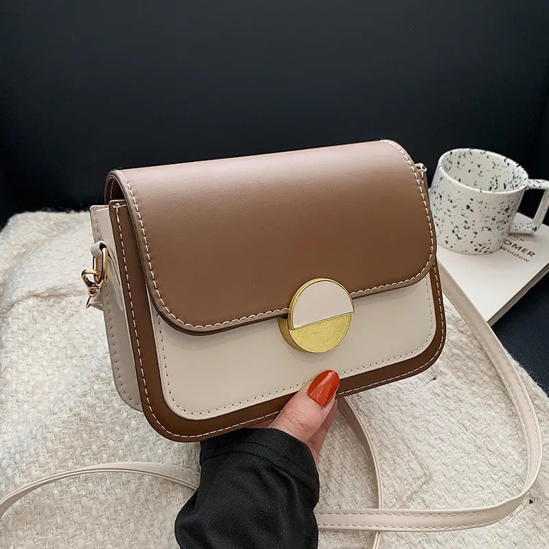 Women's Patchwork Pu Leather Messenger Bag Shoulder Bag