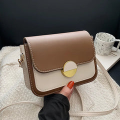 Women's Patchwork Pu Leather Messenger Bag Shoulder Bag
