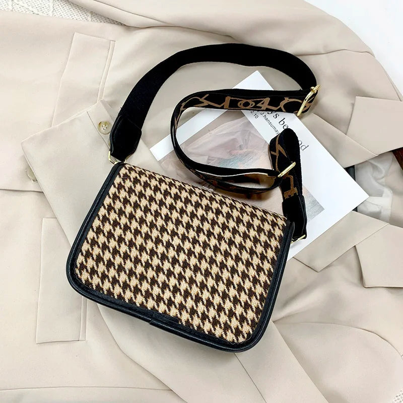 Plaid Shoulder Bag Warm Messenger Girls School Shopping Mobile Phone Bag