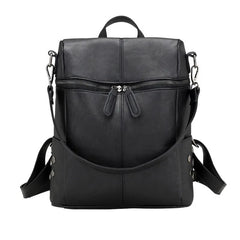 Waterproof Leather Backpack Women Purses Zipper Female Casual