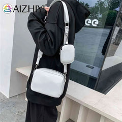 Leather Crossbody Bags Camera Headphone Pouch 2 in 1 Messenger Bags