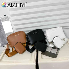 Leather Crossbody Bags Camera Headphone Pouch 2 in 1 Messenger Bags