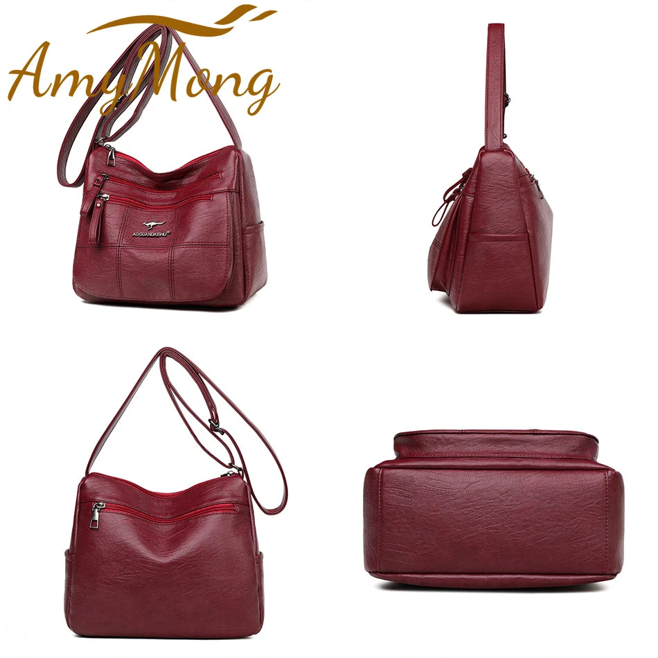 Retro Mini Crossbody Bag Women's Pu Leather Messenger Zipper Shoulder Bag