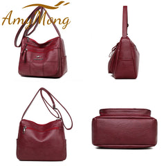 Retro Mini Crossbody Bag Women's Pu Leather Messenger Zipper Shoulder Bag