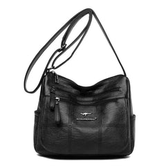 Retro Mini Crossbody Bag Women's Pu Leather Messenger Zipper Shoulder Bag
