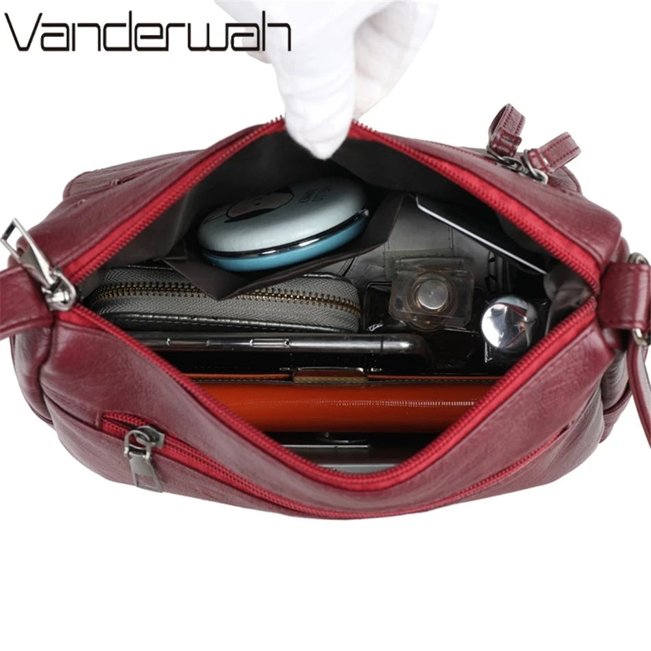 Crossbody Bag Pu Leather Soft Messenger Bags Retro Woman