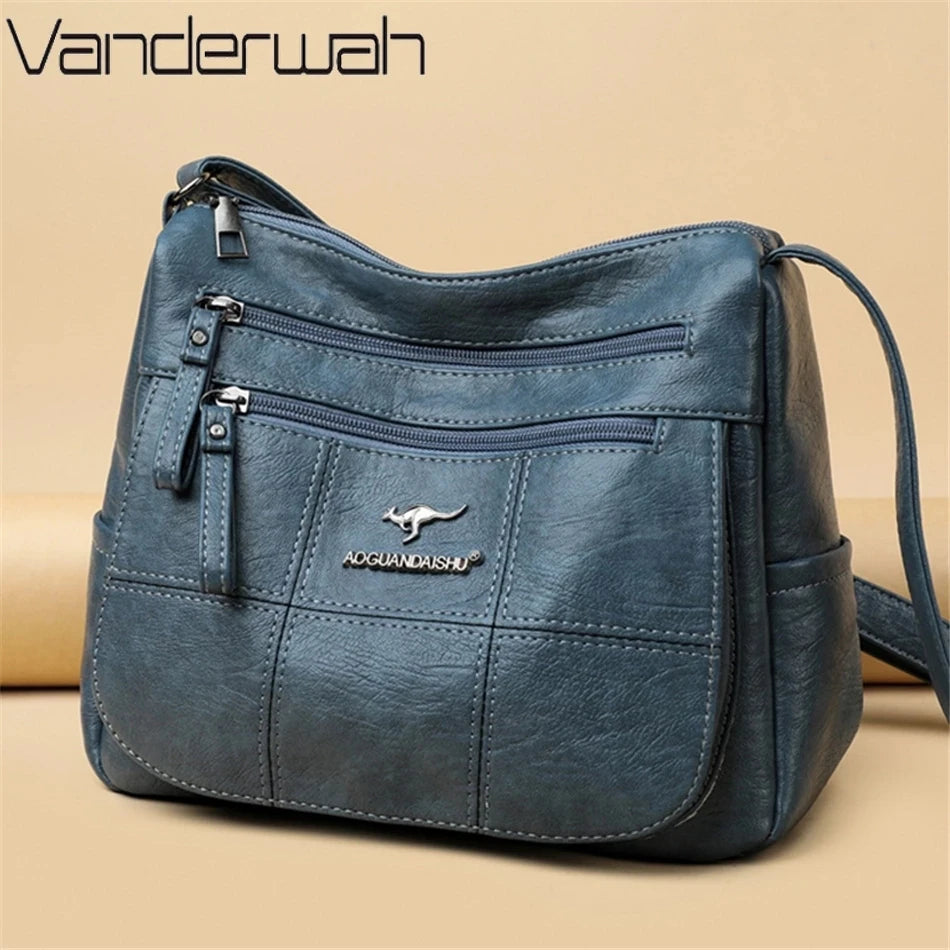 Crossbody Bag Pu Leather Soft Messenger Bags Retro Woman