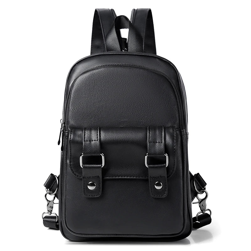 Men Leather Backpack Small Shoulder Bags for Male High Pu Mini Crossbody Bag
