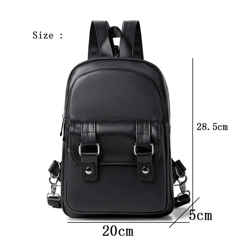 Men Leather Backpack Small Shoulder Bags for Male High Pu Mini Crossbody Bag