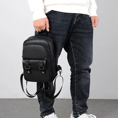 Men Leather Backpack Small Shoulder Bags for Male High Pu Mini Crossbody Bag
