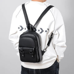 Men Leather Backpack Small Shoulder Bags for Male High Pu Mini Crossbody Bag