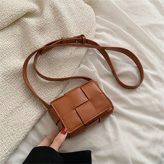 Square Weave Bags PU Leather Shoulder Crossbody Bags for Women