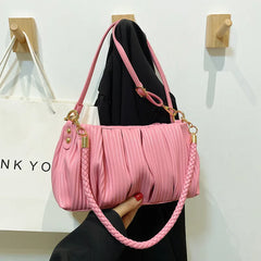Pleated Handbag Women Pu Leather Crossbody Bag Shoulder Bag