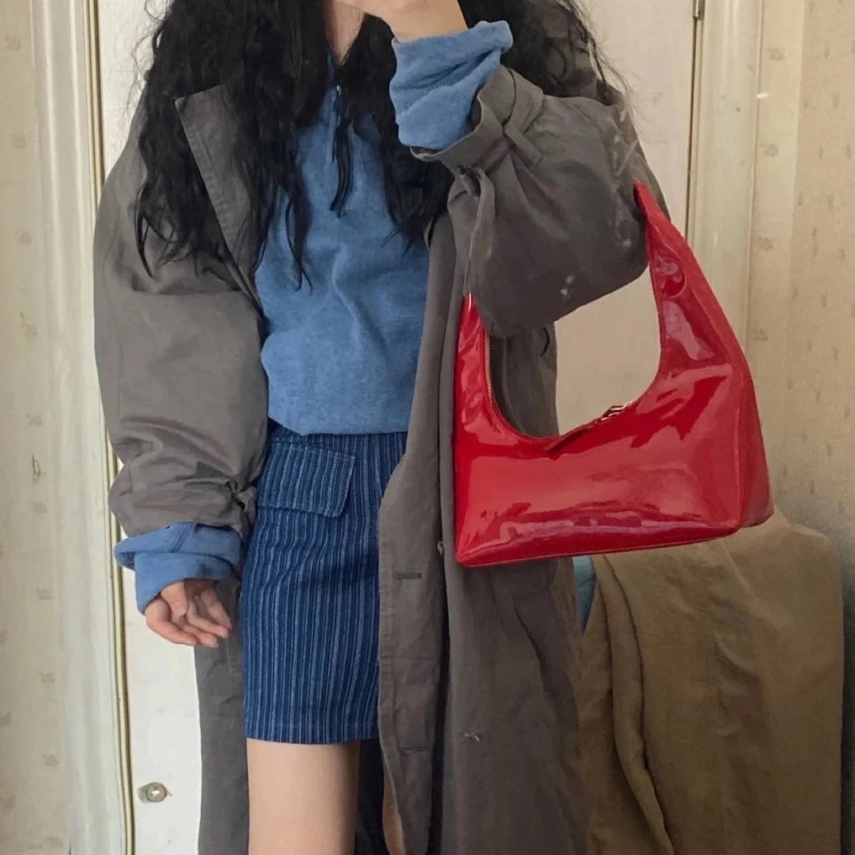 Patent Leather Women Underarm Bags Ladies Hobos Small Shoulder Bag Female Solid