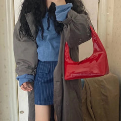 Patent Leather Women Underarm Bags Ladies Hobos Small Shoulder Bag Female Solid
