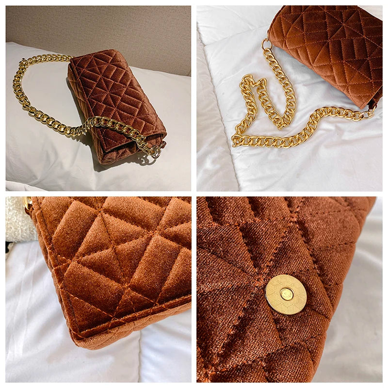 Plaid Shoulder Bag Chain Underarm Bags Women Handbags Crossbody