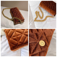 Plaid Shoulder Bag Chain Underarm Bags Women Handbags Crossbody