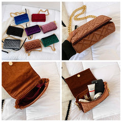Plaid Shoulder Bag Chain Underarm Bags Women Handbags Crossbody