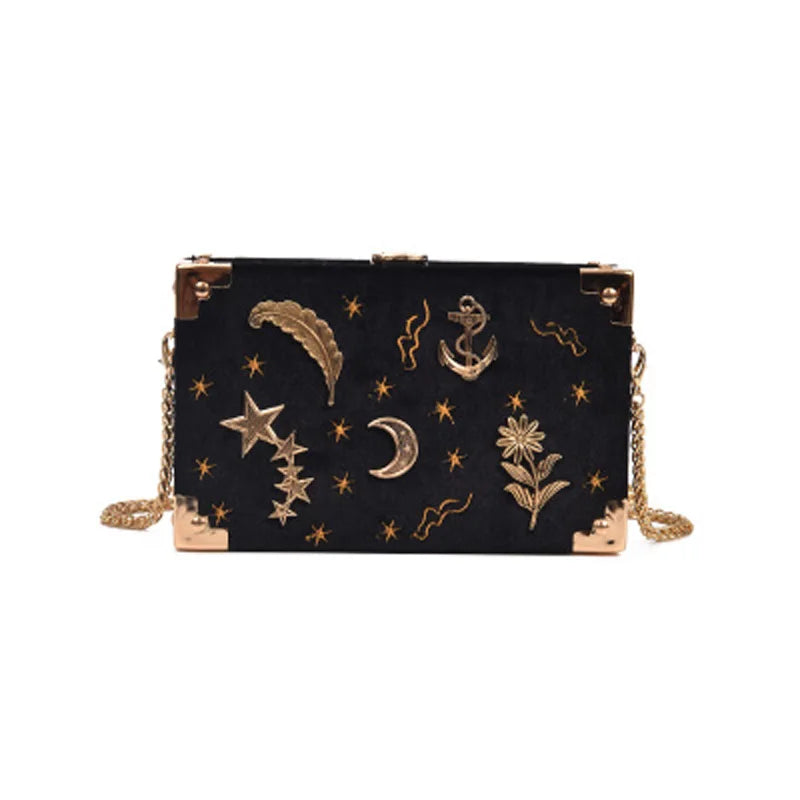 Starry Sky Box Bag Metal Chain Shoulder Crossbody Bag