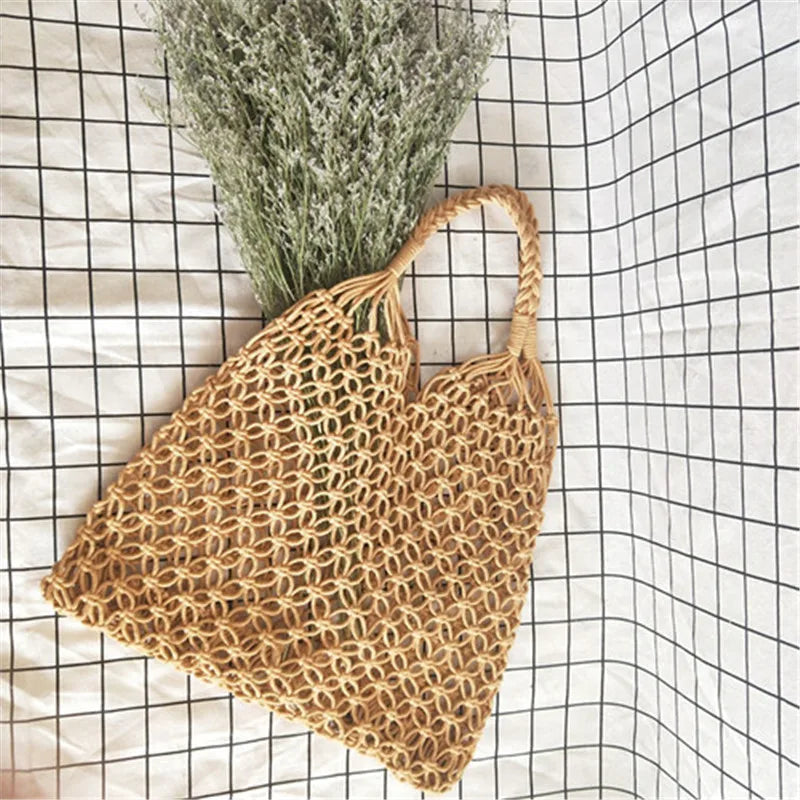 Rattan Women Shoulder Bags Wicker Woven Handbags Large Capacity Summer Beach