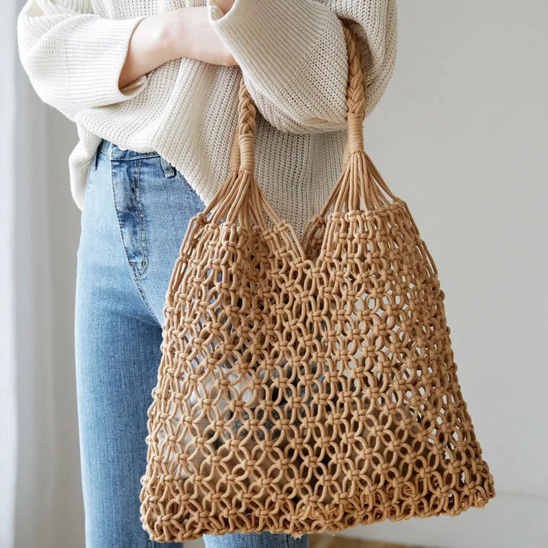 Rattan Women Shoulder Bags Wicker Woven Handbags Large Capacity Summer Beach