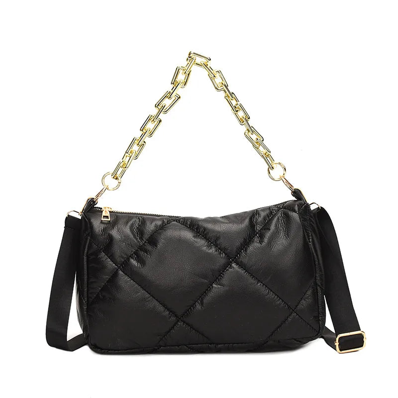 Retro Women Chain Handbag Shoulder Bags Brown Underarm Bag