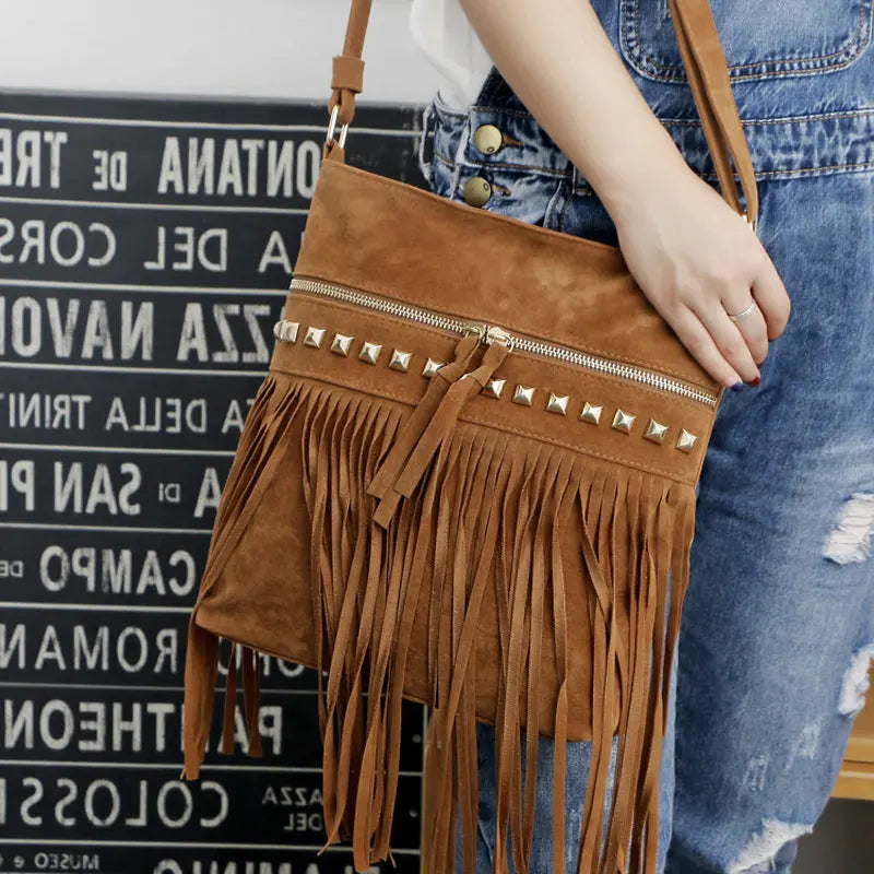 Rivet Tassel Women Bags Shoulder Messenger Crossbody Bolsa Feminina