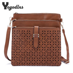 Women Messenger Bags Hollow Out Crossbody Bag Soft PU Leather Clutches Bolsas