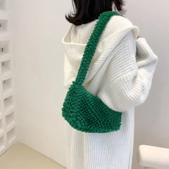 Winter Furry Ladies Clutch Purse Handbag Heart Shape Underarm Bag