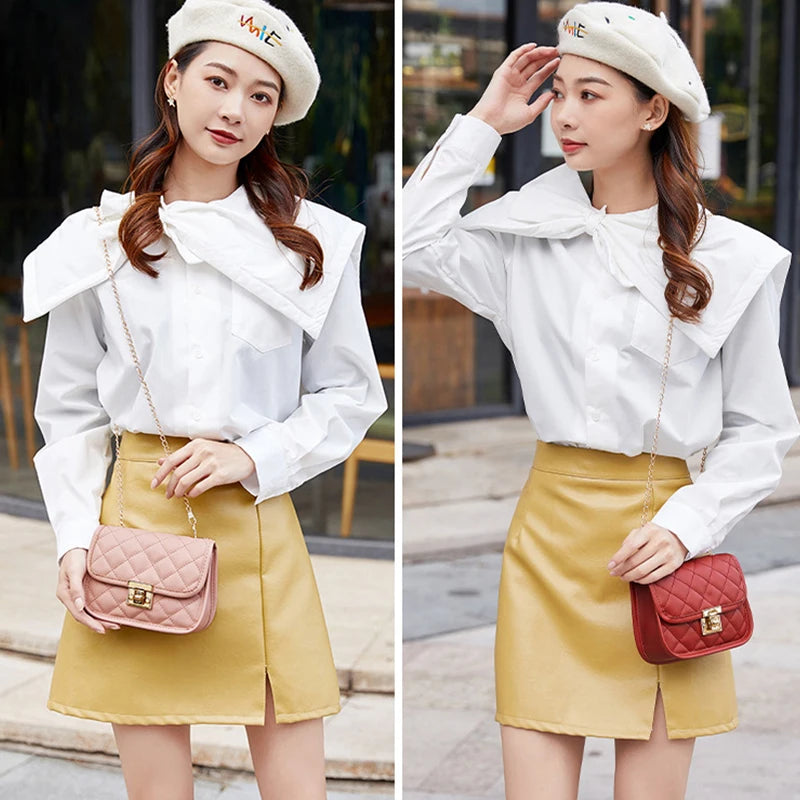 Women's Leather Crossbody Shoulder Bag Casual Chest Waist Bag