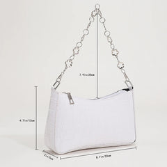 Stone Pattern Leather Women Underarm Shoulder Bags Flower Chain Handbag Tote